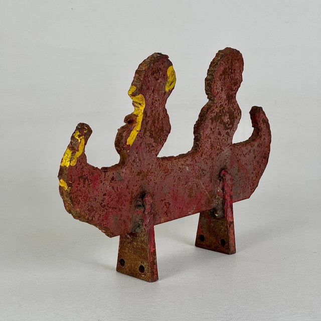 Mid 20th Century Vintage Metal Shooting Target of 2 Men in Canoe With Remnant Paint, Ocean City Fairground/Circus/Carnival For Sale - Image 5 of 8