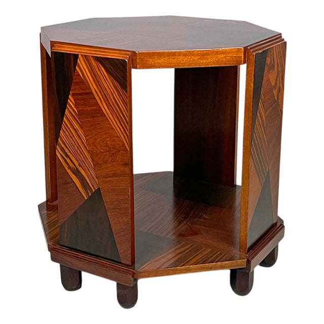Italian Art Deco Double Hexagonal Top Coffee Table in Wood, 1930s For Sale