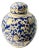 Mid Century Blue and Gold Porcelain Lidded Jar For Sale