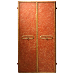 20th Century Italian Faux Red Porphyry Lacquered and Gilt Framed Wood Door