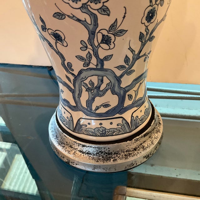 Japanese 1980s Blue and White Asian Ginger Jar Form Lamps by Morris Greenspan - a Pair For Sale - Image 3 of 8