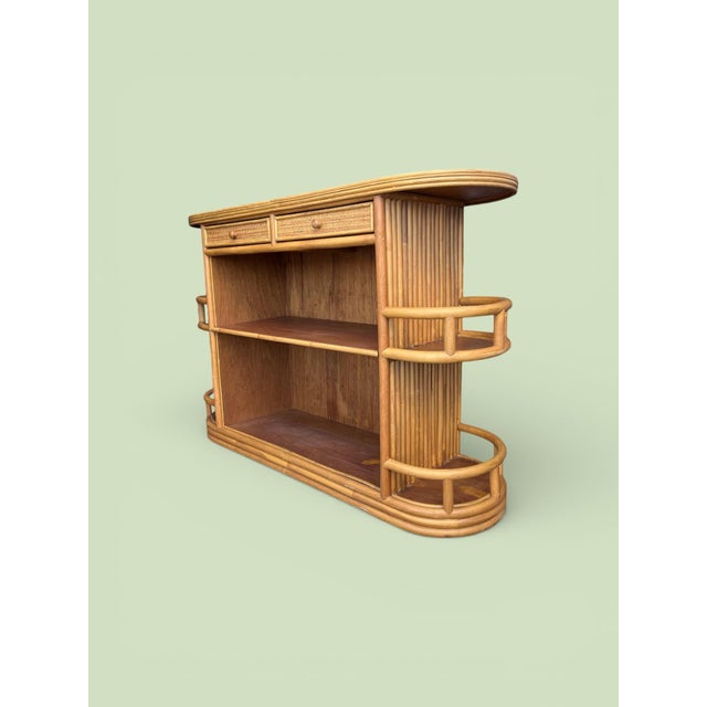 Tan Vintage Bamboo Bar With Cane Panels, Circa 1970s For Sale - Image 8 of 12