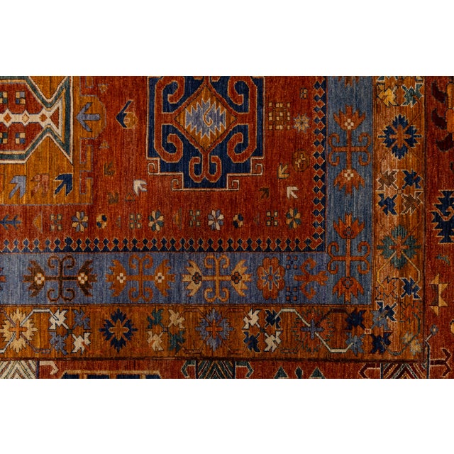 Modern Turkmen Style Oversized Wool Rug With Tribal Guls and Terracotta Red Tone For Sale - Image 9 of 12