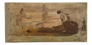 Vintage Mid-Century Figurative Oil Painting on Canvas by H.C Kimball