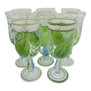 Hand Painted Glasses, Set of 8 For Sale