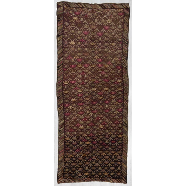 Mid 20th Century 1960's Vintage Turkish Kars Wool Rug- 5′ × 12′4″ For Sale - Image 5 of 5