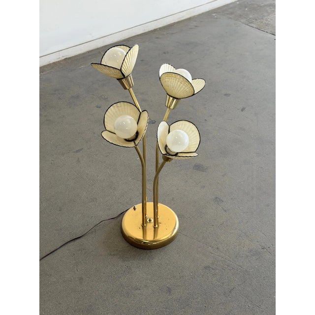 1990s Post Modern Shell & Brass Lamp For Sale - Image 4 of 12