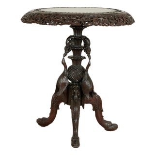 Antique Anglo Indian Carved Rosewood Table For Sale