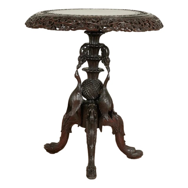 Antique Anglo Indian Carved Rosewood Table For Sale