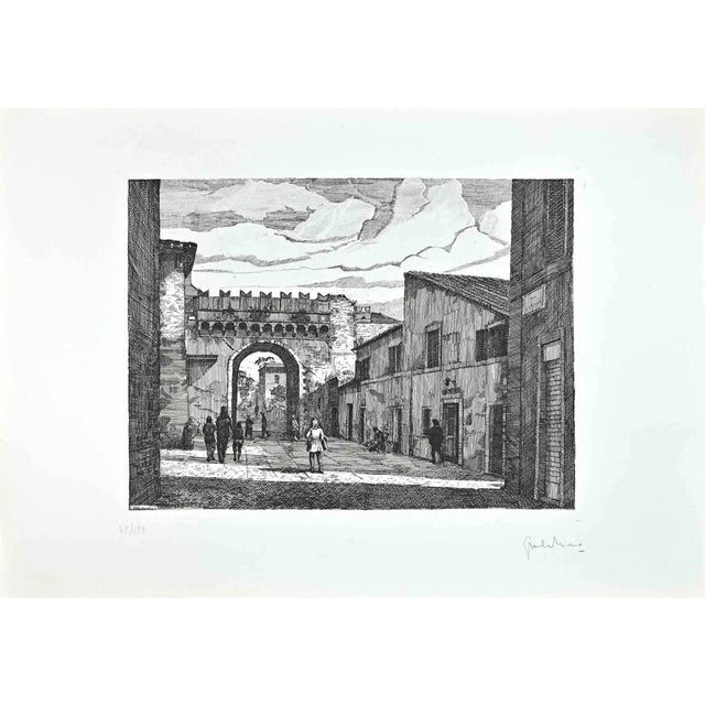 Modern Giuseppe Malandrino, Roman View, Etching, 1970s For Sale - Image 3 of 3
