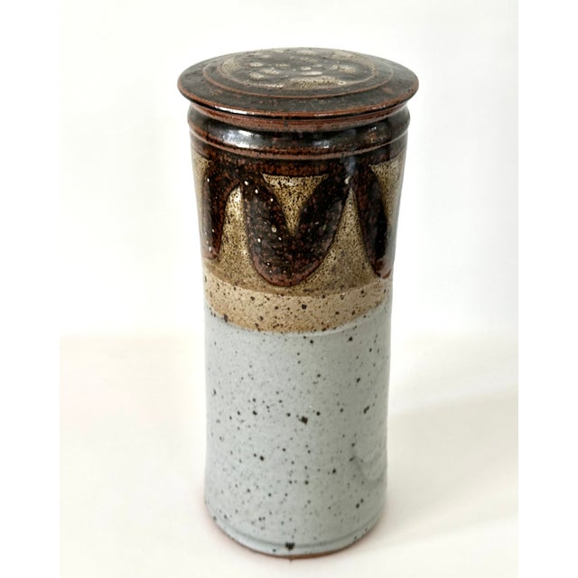 Tall Lidded Stoneware Studio Pottery Jar by Bob Hasselle for Clifton Earthworks Pottery For Sale In Cincinnati - Image 6 of 15