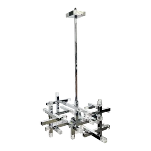 Vintage Italian Sciolari Chrome & Lucite Chandelier
