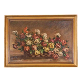 Mid 20th Century Ivan Gorini, Still Life with Flowers, Oil on Panel For Sale