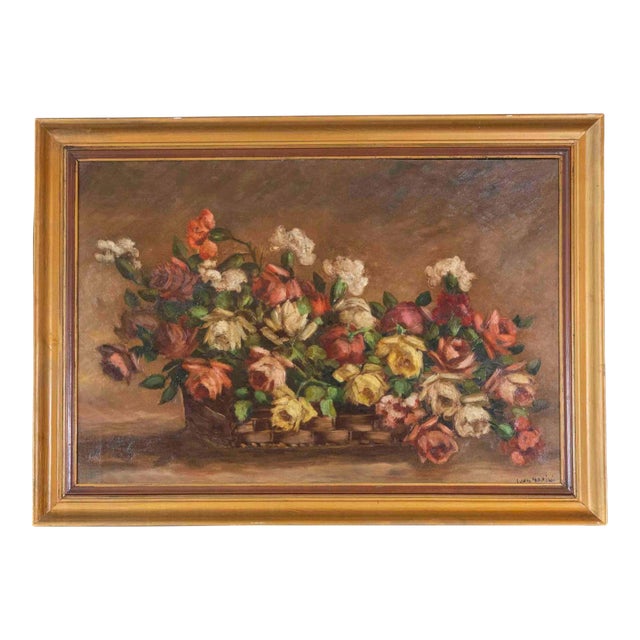 Mid 20th Century Ivan Gorini, Still Life with Flowers, Oil on Panel For Sale
