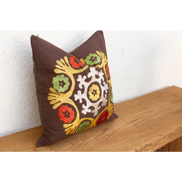 Multicolor Suzani Medallion Pillow Cover For Sale - Image 4 of 7