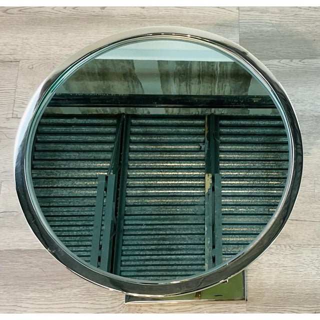 Modern Currey & Company Modern Polished Nickel Side Table Prototype For Sale - Image 3 of 3