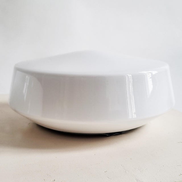 Metal Modernist Opaline Glass Ceiling Lights, 1950s, Set of 2 For Sale - Image 7 of 7