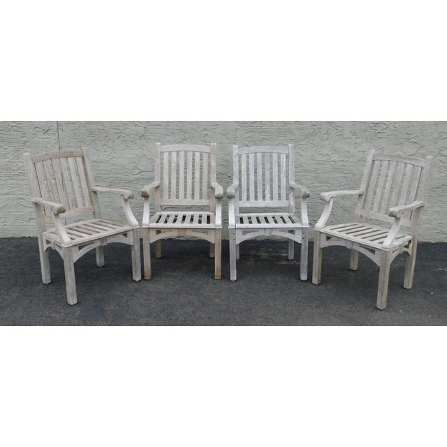 Weather Master Set 4 Teak Outdoor Patio Armchairs Chairish