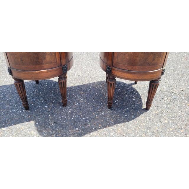 Pair 1920s Tall Oval French End Table Night Stands For Sale - Image 10 of 18