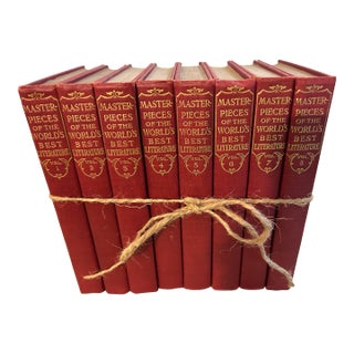 Vintage "Master Pieces of the Worlds Best Literature", Red 8 Volume Book Collection. For Sale