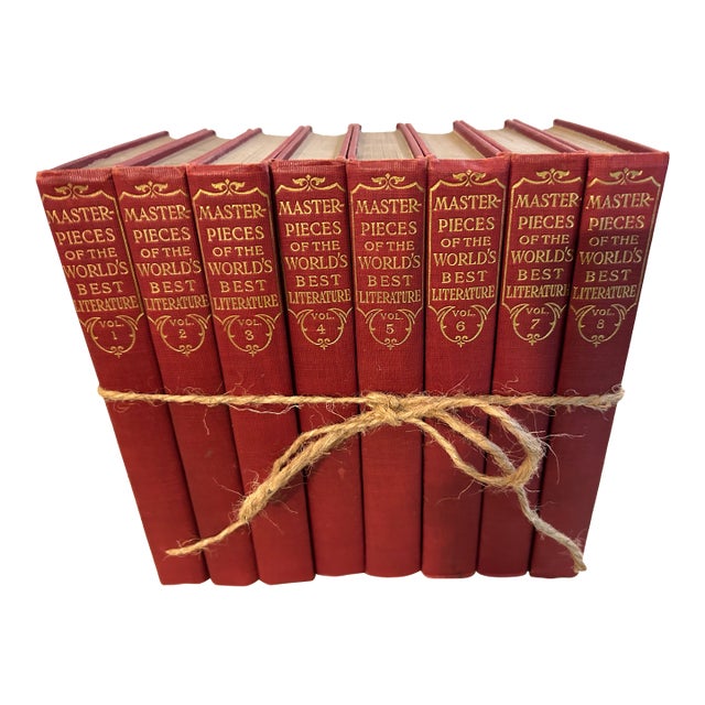 Vintage "Master Pieces of the Worlds Best Literature", Red 8 Volume Book Collection. For Sale