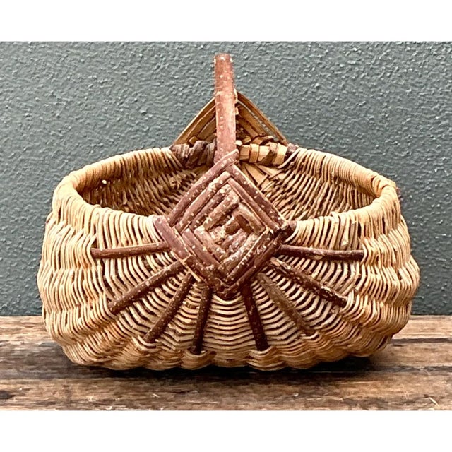 Vintage Handcrafted Shaker Rattan Basket For Sale - Image 12 of 12