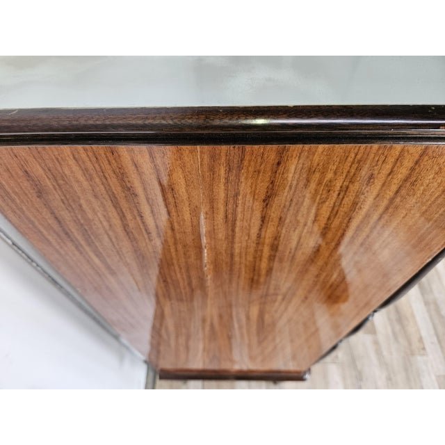 Vintage Walnut Display Cabinet with Glass Doors and Shaped Glass Top, 1960 For Sale - Image 12 of 18