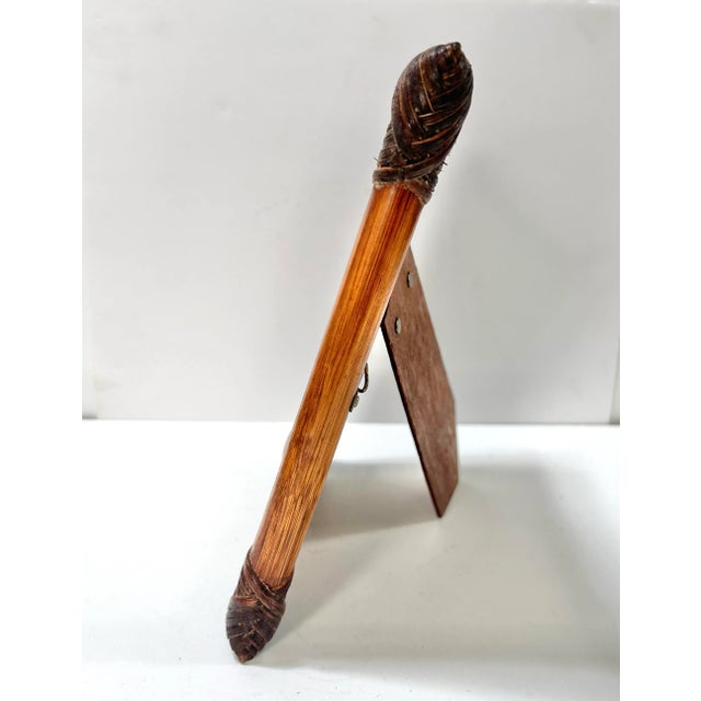 Vintage Boho Rattan & Bamboo Picture Frame For Sale - Image 4 of 8