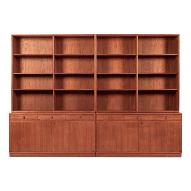 1960s Mid Century Swedish Teak Wood Bookshelf Wall Unit by Bodafors For Sale