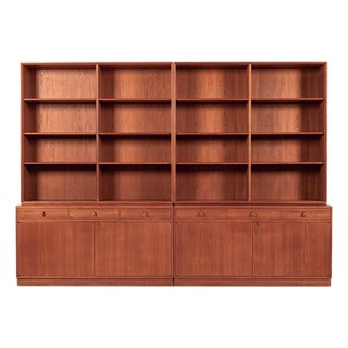 Large Mid Century Swedish Teak Wood Bookshelf Wall Unit by Bodafors For Sale
