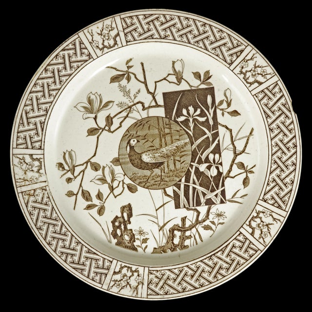 Traditional Pair of Mintons Aesthetic Movement Transferware Plates Faison Pattern Circa 1880 For Sale - Image 3 of 9