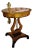 French Empire Style Wood Side Table – Burl Wood Finish With Gilded Bronze Details & Lyre Base For Sale