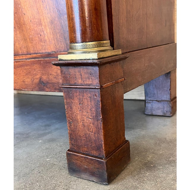 19th Century Empire Drop-Front Oak Secretary Desk or Abattant, Chest France For Sale - Image 13 of 18