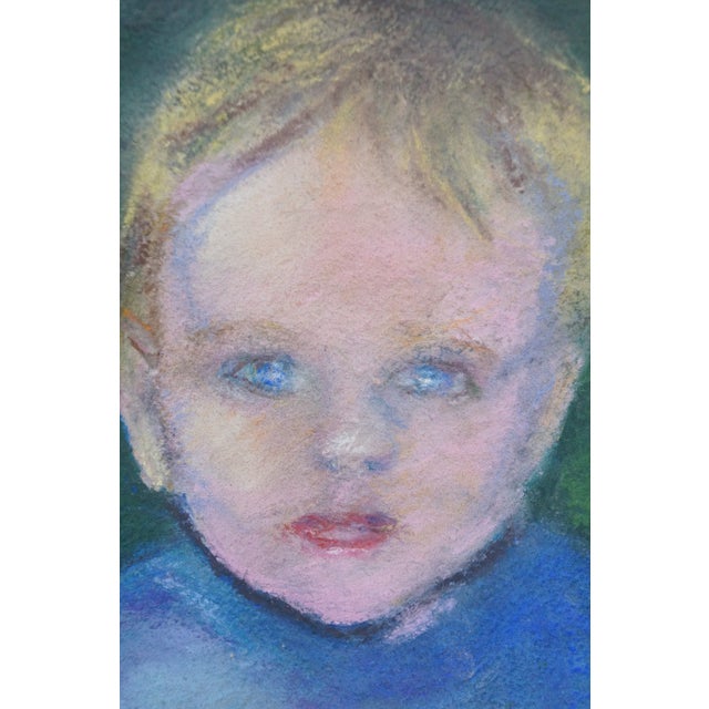 Vintage Original Pastel Portrait Painting of a Young Boy 17" For Sale - Image 11 of 11