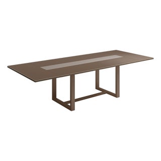 Aurelia Contemporary Expandable Dining Table in Greige Oak & Walnut For Sale