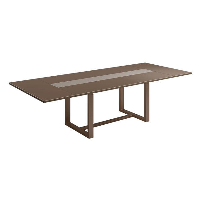 Aurelia Contemporary Expandable Dining Table in Greige Oak & Walnut For Sale