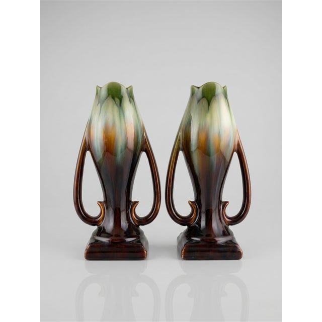 Art Deco Flame Glazed Vases from Faïencerie de Thulin, Belgium, 1940s, Set of 2 For Sale - Image 9 of 9