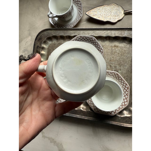 Royal Stafford Vintage English, Royal Staffordshire, Brown and White Teacup and Saucers - Set of 4 For Sale - Image 4 of 12