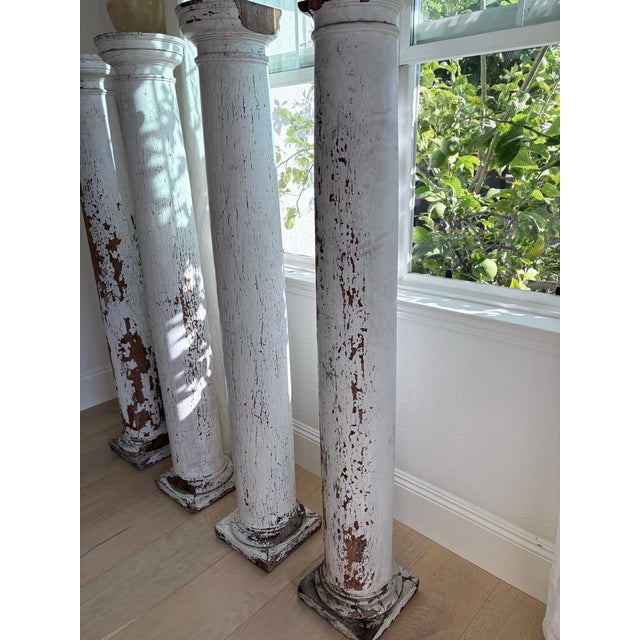 Set of 4 Vintage Solid Wood Architectural Columns 62” For Sale - Image 9 of 12