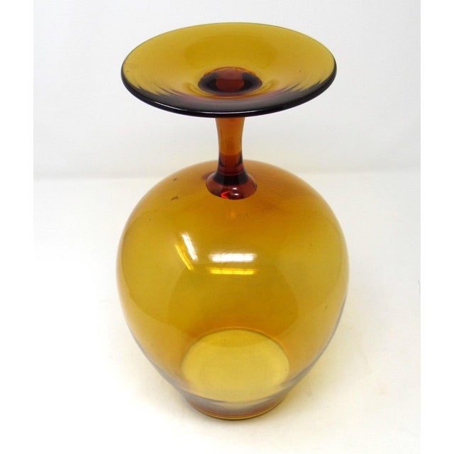 Amber Large 12-Inch Italian Empoli Amber Glass Brandy Snifter - 1960s For Sale - Image 8 of 9