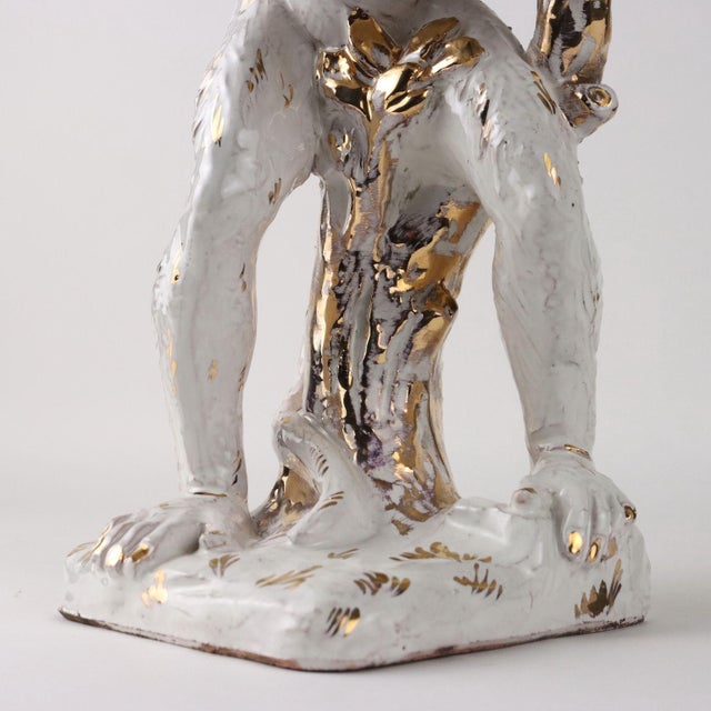 Enamelled Terracotta Monkey Figurine For Sale - Image 5 of 11