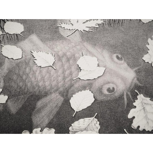Paper MC Escher, Autumn and Carp, Facsimile of the Original Wood Engraving For Sale - Image 7 of 9