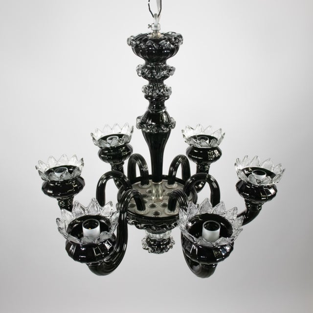 Ca’ Rezzonico’ Style Black & Clear Murano Glass Chandelier in the Manner of Giuseppe Briati For Sale - Image 13 of 18