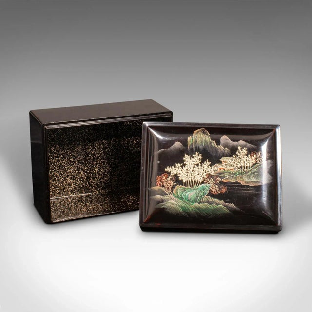 1940's Trio of Vintage Art Deco Japanese Nesting Boxes For Sale - Image 10 of 12