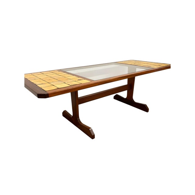 Vintage Mid-Century Modern Tile-Top Coffee Table With Removable Glass Center Panel For Sale - Image 4 of 9