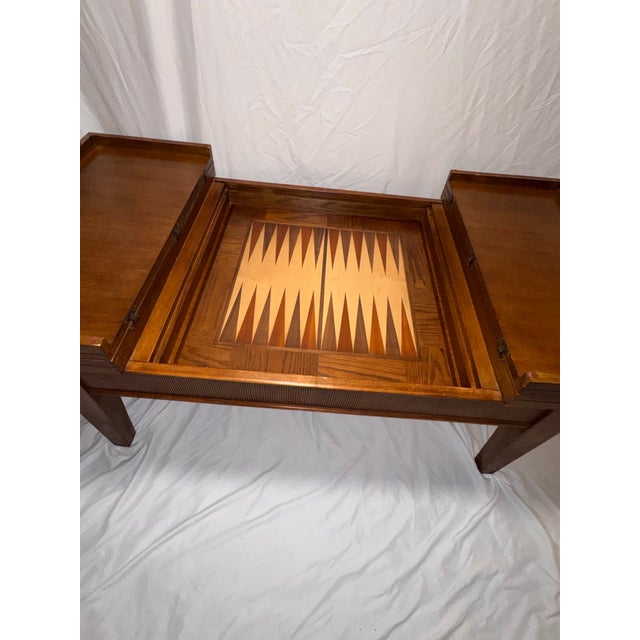 Vintage Backgammon Game Coffee Table With Inlaid Marquetry Top For Sale - Image 9 of 10