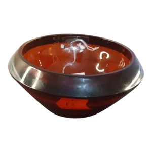 1980s Alessandro Coppola Murano Italy Deep Amber Console Bowl