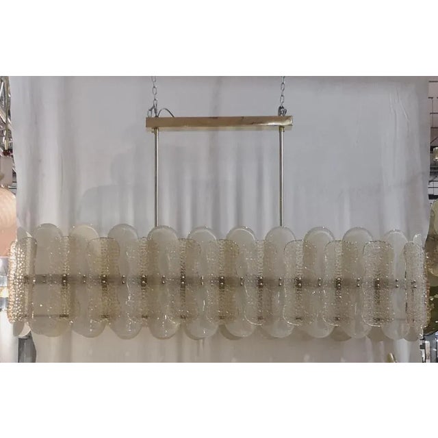 Gold Mid-Century Rectangular Champagne Colored Chandelier in Murano Glass, 2000s For Sale - Image 8 of 10