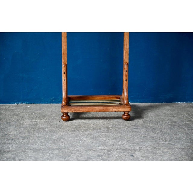 Vintage Wood and Gilt Brass Valet Stand with Turned Legs, 1930s For Sale - Image 6 of 14