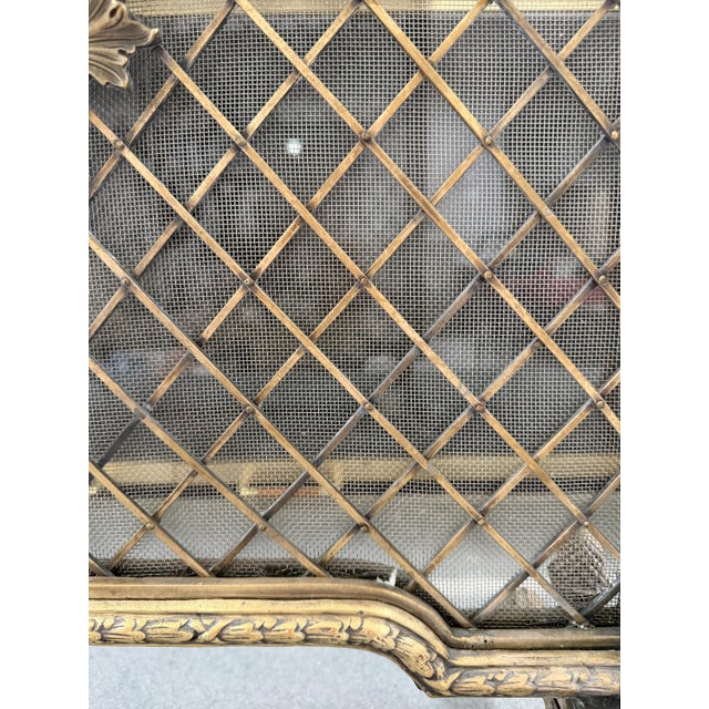 Late 20th Century Super Heavy French Louis XV Style Brass Fireplace Screen Fire Screen 30"h X 27"w X 13"d For Sale - Image 9 of 12